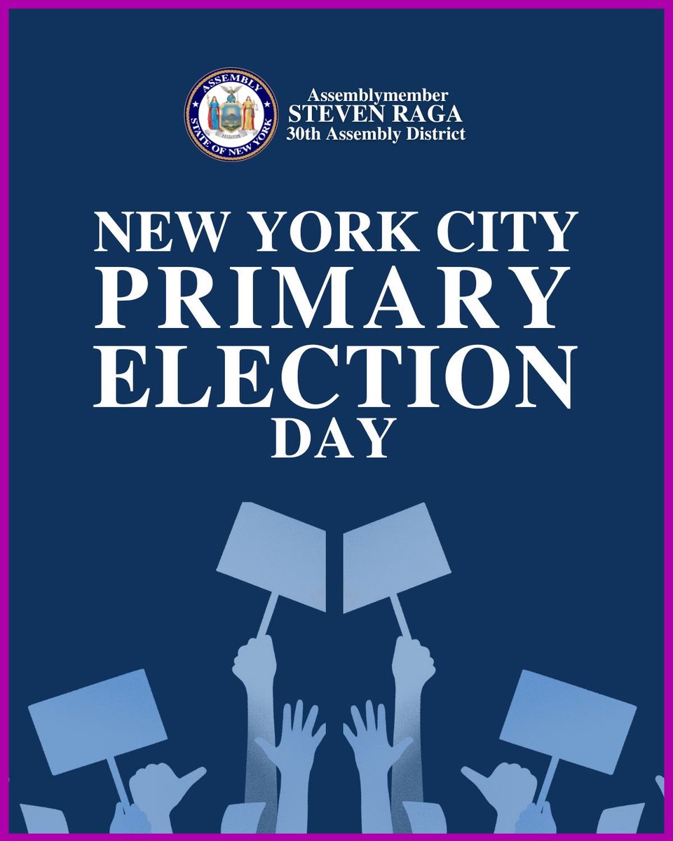 Today is Primary Day in NYC - Polls are open from 6:00 AM to 9:00 PM.

This year's primary election will determine the general election nominees for Mayor, City Council, Public Advocate, Comptroller, and Civil Court Judge. 

Find your poll site here: vote.nyc/page/find-your…
