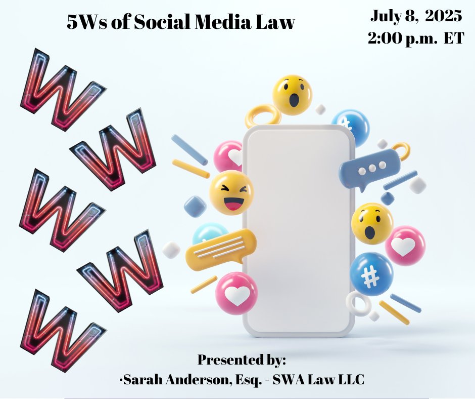 Celesq's tweet image. 📚 Stay ahead of regulatory trends &amp;amp; precedent-setting cases in the evolving world of social media law.
Register now: celesq.com/webcast/5ws-of…
#CLEWebcast #SocialMediaCompliance #TechLaw