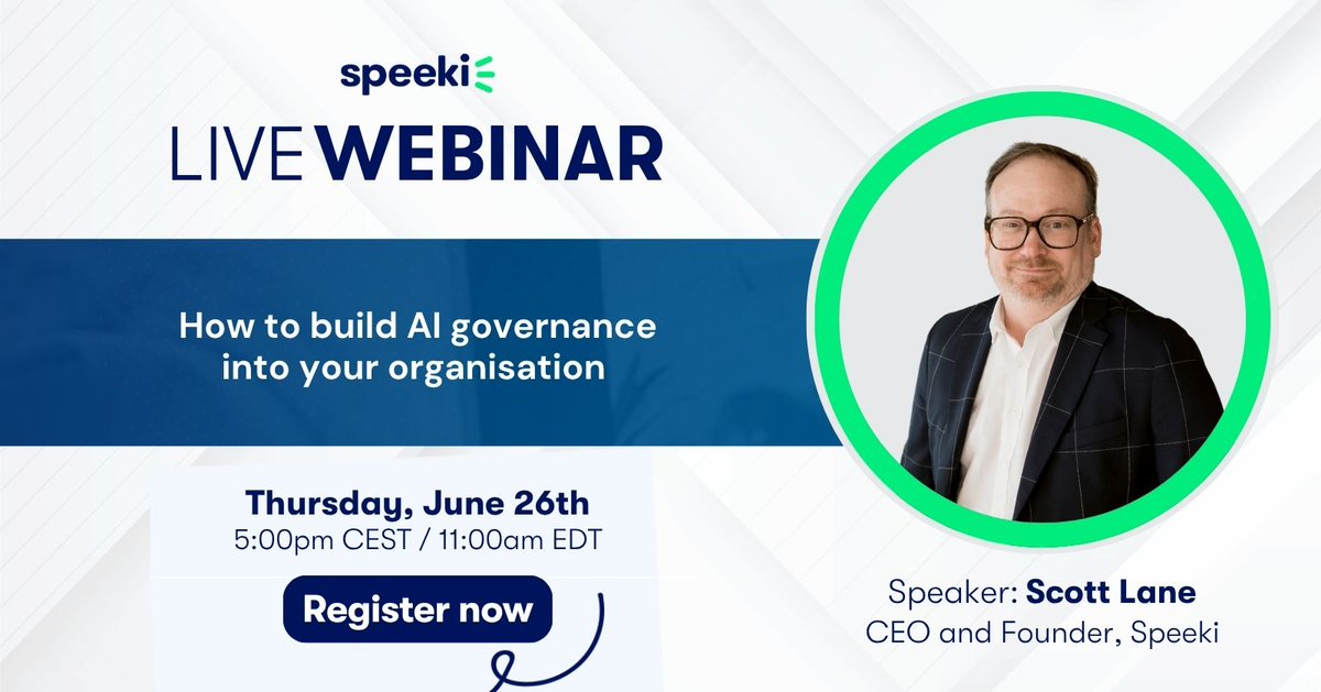 #AI tools are advancing fast, but most organisations aren’t prepared to manage the risks that come with them. How do you put structure and oversight in place before problems escalate? Join our upcoming webinar to find out: app.livestorm.co/speeki/how-to-…