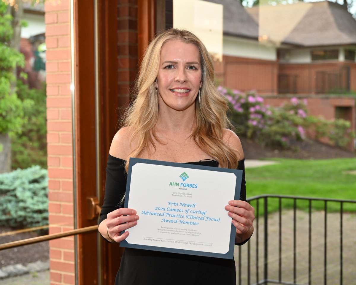 Congratulations to Erin Newell, a CRNP in Neurology at Forbes, for being nominated for the prestigious Cameos of Caring – Advanced Practice, Clinical Focus award. This eminent recognition is a testament to her valuable contribution to healthcare.