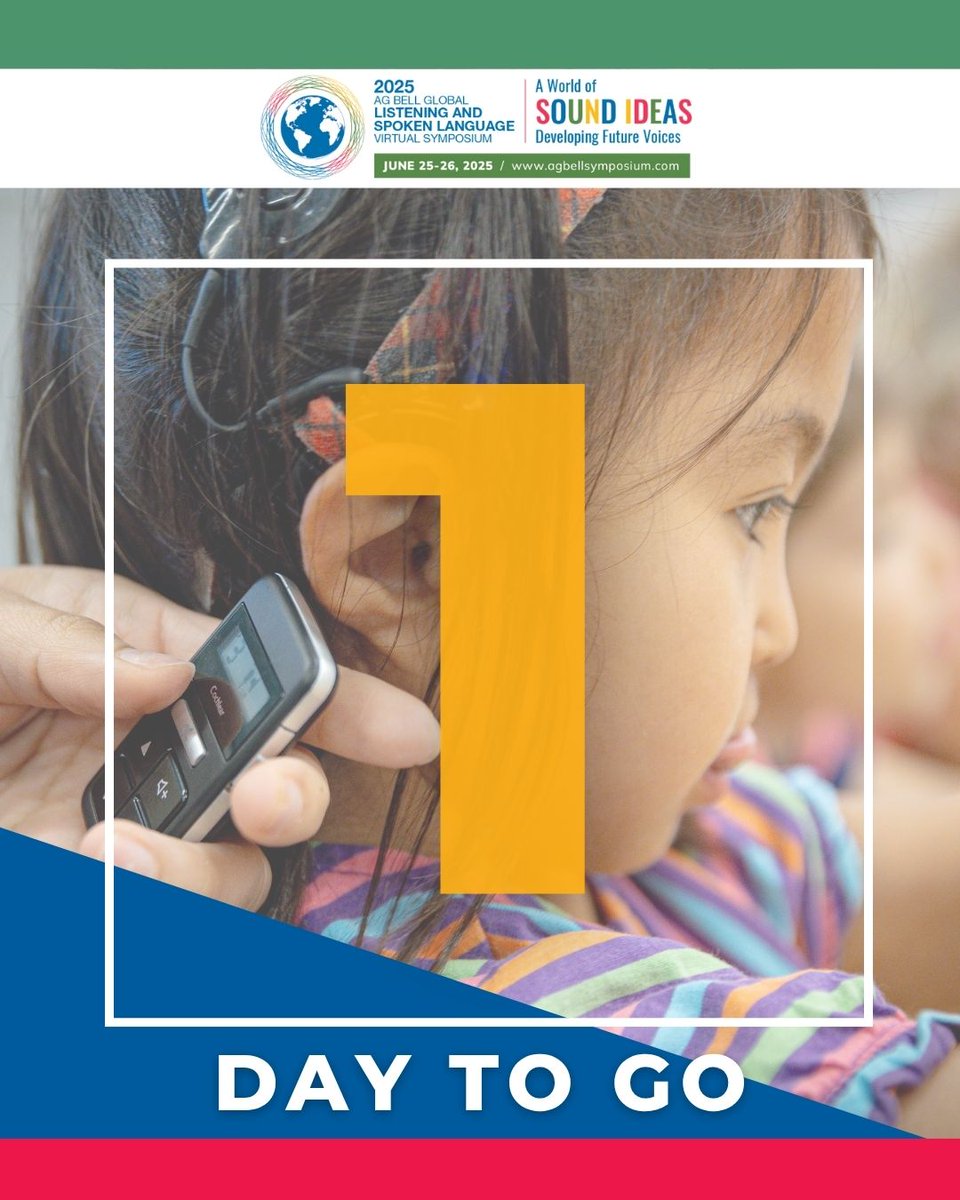 1 more day until the Symposium, but there's still time to register!
The AG Bell Global LSL Symposium starts tomorrow – June 25–26!

Can’t attend live? No worries! Most sessions will be available on-demand Aug 15–Oct 31 with just one registration.

🎟️: bit.ly/3T9BKfQ