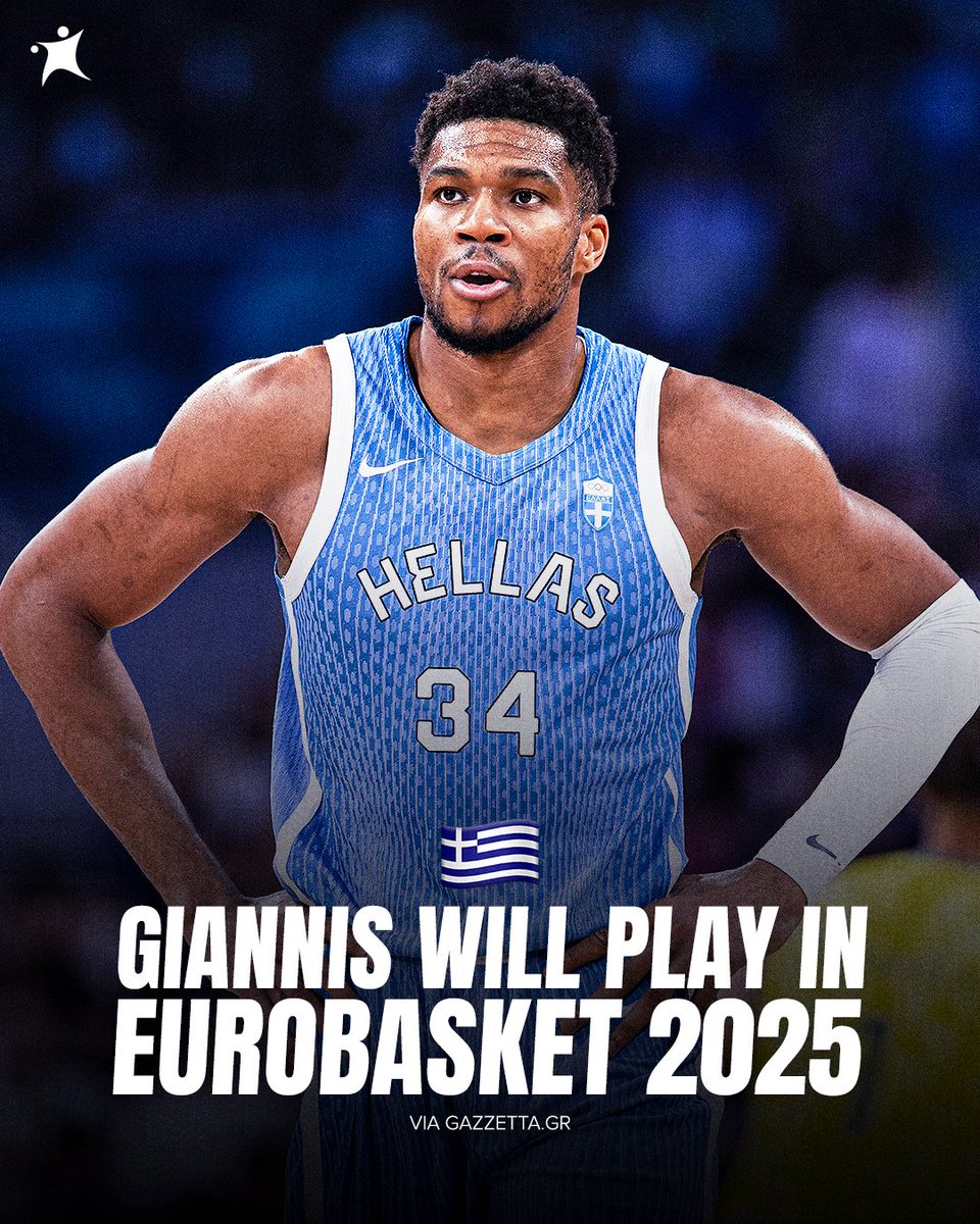 Giannis Antetokounmpo will participate in Eurobasket 2025 ✊🇬🇷

More on Greece roster: basketne.ws/4k4VwEa