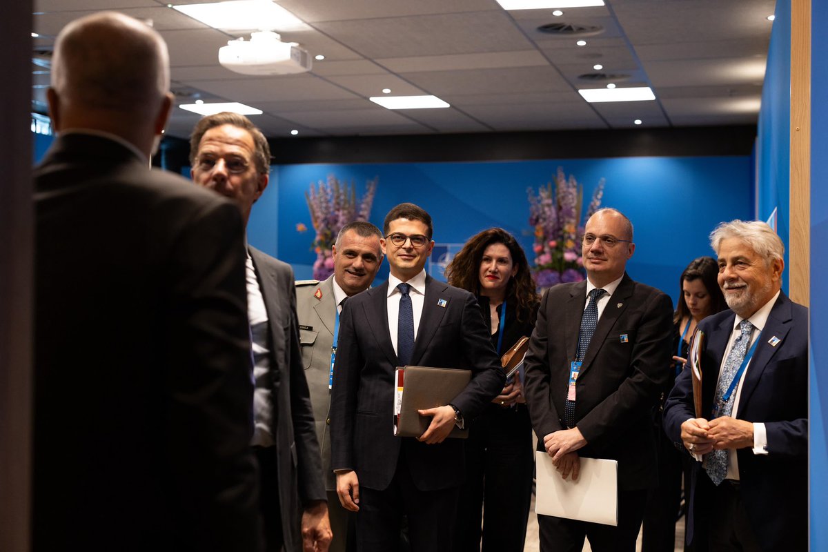 With PM <a href="/ediramaal/">Edi Rama</a> in 📍The Hague for the historic #NATOSummit. 

Good discussion with <a href="/SecGenNATO/">Mark Rutte</a> on joint commitments by the Allies, security outlook in the Western Balkans, Albania’s major investment in the new, dual use, Port of Durrës⚓️ and <a href="/NATO/">NATO</a>’s engagement in the