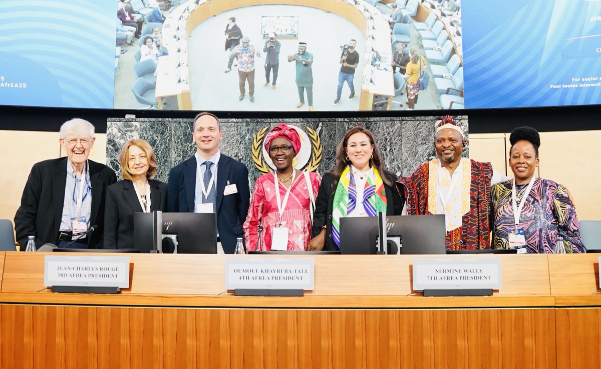 tweet_afrea's tweet image. Day 2 at #AfrEA25: Legacy, Learning, and Looking Forward
The energy of June 17, 2025, at the United Nations Conference Centre in Addis Ababa (UNCC-AA) was nothing short of inspiring. We opened with a powerful moment of reflection as former AfrEA Presidents Zenda Ofir,…