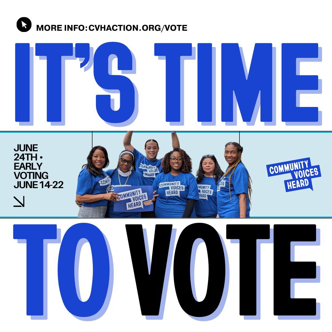 June 24th is ELECTION DAY!

The moment we've been organizing for is HERE! Every door CVH Members have knocked, every voter we registered, &amp; every issue we fought for comes down to THIS. Our power is in our collective voice. More info: cvhaction.org/vote. #Vote2025