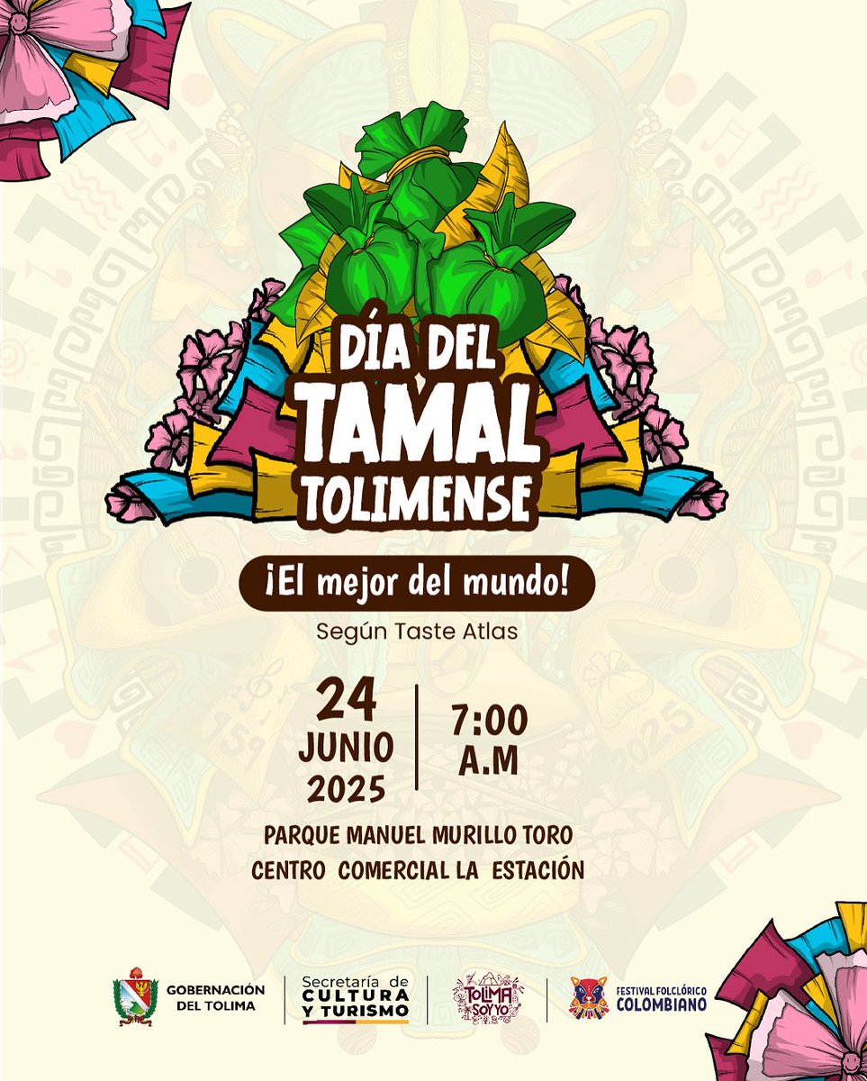 Celebremos el Día del Tamal
Tolimense, el mejor del mundo
En cada bocado, una
explosión de sabores que rinde homenaje a nuestra rica tradición culinaria. Cada tamal es una obra maestra que une a las familias y amigos en torno a la mesa.