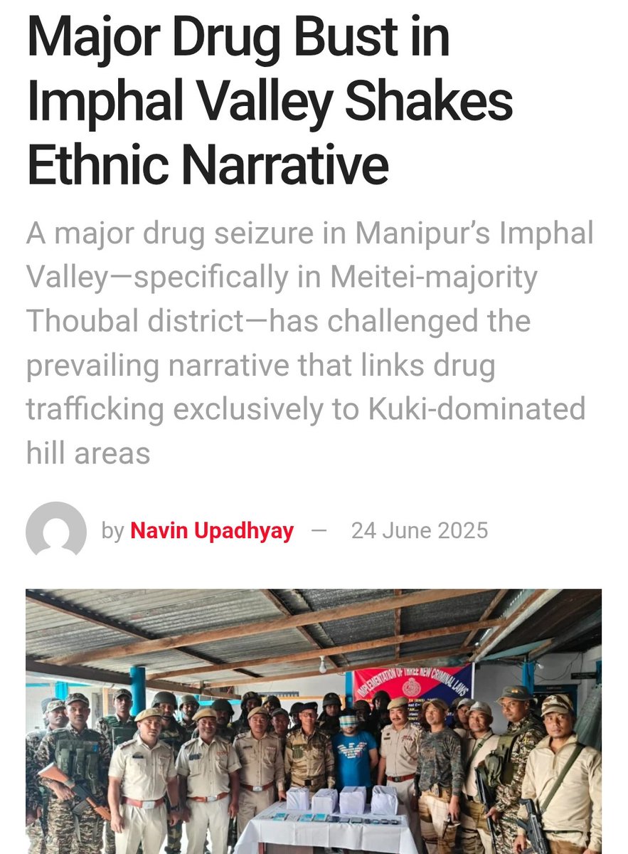 Agent Binod (@theagentbinod) on Twitter photo Major Drug Bust in #Imphal Valley Shatters Ethnic Stereotypes
A massive drug seizure in Meitei-majority Thoubal (Imphal Valley) exposes the flawed narrative that blames only Kuki-dominated hill areas for #Manipur’s drug trade.
The crisis is systemic—not ethnic!!
<a href="/AboriginalKuki/">Aboriginal_Kuki</a> Major Drug Bust in #Imphal Valley Shatters Ethnic Stereotypes
A massive drug seizure in Meitei-majority Thoubal (Imphal Valley) exposes the flawed narrative that blames only Kuki-dominated hill areas for #Manipur’s drug trade.
The crisis is systemic—not ethnic!!
<a href="/AboriginalKuki/">Aboriginal_Kuki</a>
