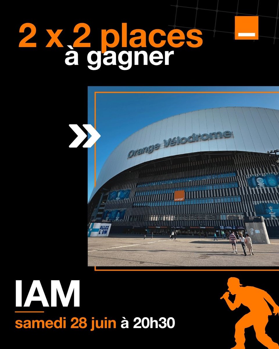 Orange PACA (@orangepaca) on Twitter photo 🎧 Tu viendrais pas danser le MIA à <a href="/orangevelodrome/">Orange Vélodrome 🏡</a> ?🎶
🎫 Il nous reste 2x2 places pour le concert d'IAM 🎛️
📍 Samedi 28 juin | 20h30 🤩
Pour jouer :
âś… Follow <a href="/OrangePACA/">Orange PACA</a>
âś… Tag ton +1
⏳TAS : 27/06 🍀 🎧 Tu viendrais pas danser le MIA à <a href="/orangevelodrome/">Orange Vélodrome 🏡</a> ?🎶
🎫 Il nous reste 2x2 places pour le concert d'IAM 🎛️
📍 Samedi 28 juin | 20h30 🤩
Pour jouer :
âś… Follow <a href="/OrangePACA/">Orange PACA</a>
âś… Tag ton +1
⏳TAS : 27/06 🍀