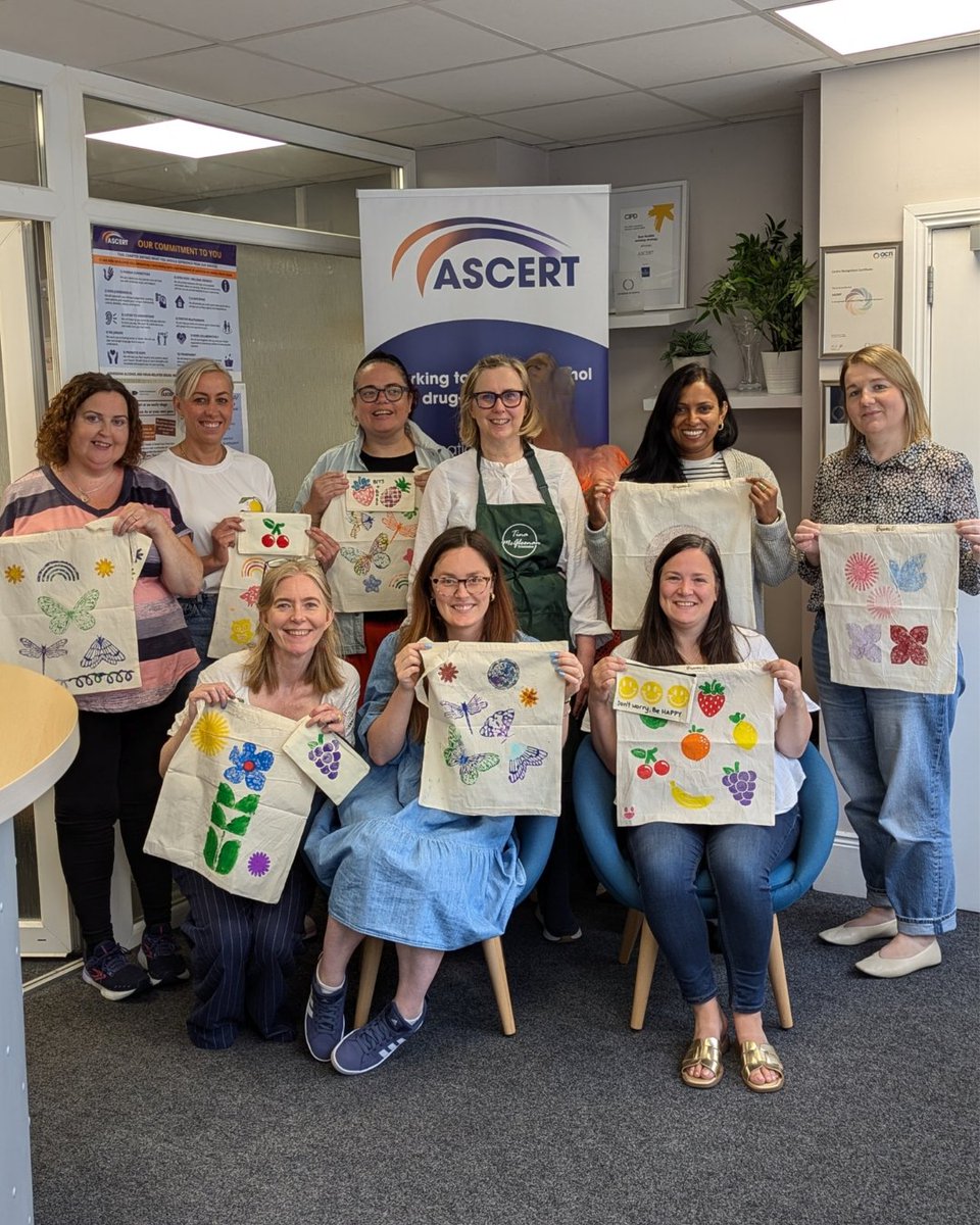 We had a great time with Tina McGleenan taking a moment to Print &amp; Pause for Health &amp; Wellbeing Week 2025.

ASCERT Staff got the opportunity to print their own tote bags and pencil cases, followed by a short meditation. 

#ASCERT #ReducingHarm #SupportingPositiveChange