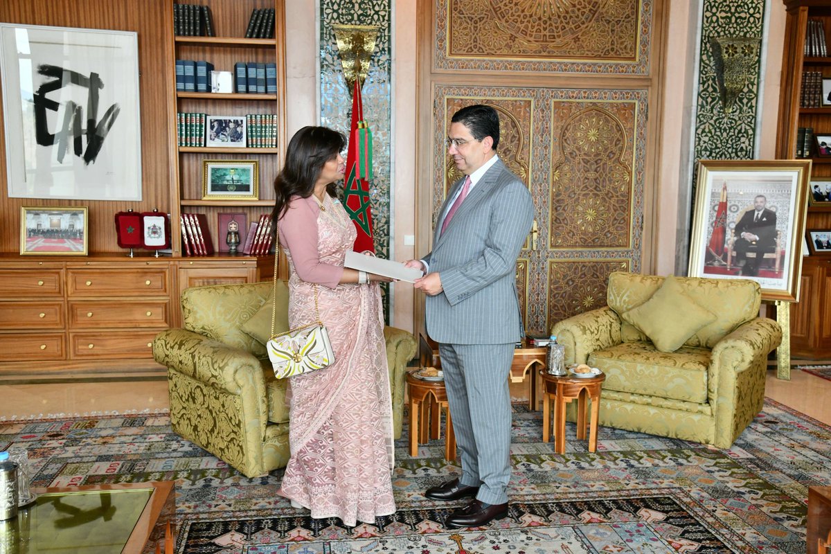 Moroccan Diplomacy π²π¦ (@marocdiplo_en) on Twitter photo MFA Nasser Bourita received, today in Rabat, Ms. Sadia Faizunnesa who presented the figured copies of her credentials as Ambassador Extraordinary and Plenipotentiary of the People's Republic of Bangladesh to His Majesty King Mohammed VI, may God assist Him
<a href="/BDMOFA/">Ministry of Foreign Affairs</a> MFA Nasser Bourita received, today in Rabat, Ms. Sadia Faizunnesa who presented the figured copies of her credentials as Ambassador Extraordinary and Plenipotentiary of the People's Republic of Bangladesh to His Majesty King Mohammed VI, may God assist Him
<a href="/BDMOFA/">Ministry of Foreign Affairs</a>