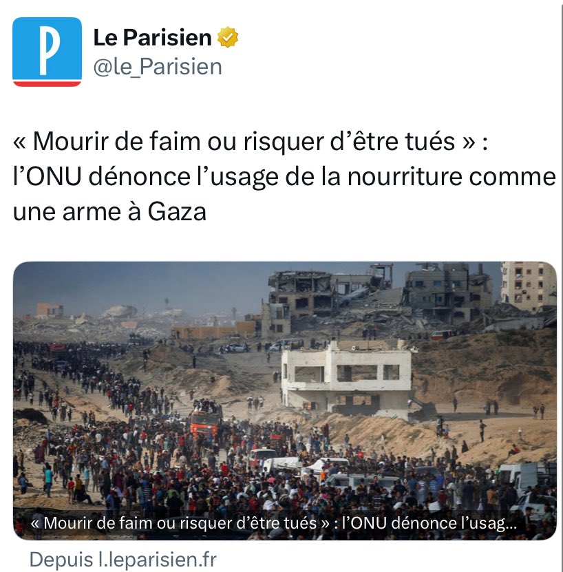 Organiser une famine puis piéger les affamés en leur tirant dessus après les avoir attirés avec des distributions alimentaires
Difficile de faire plus cynique 
l.leparisien.fr/7rC3