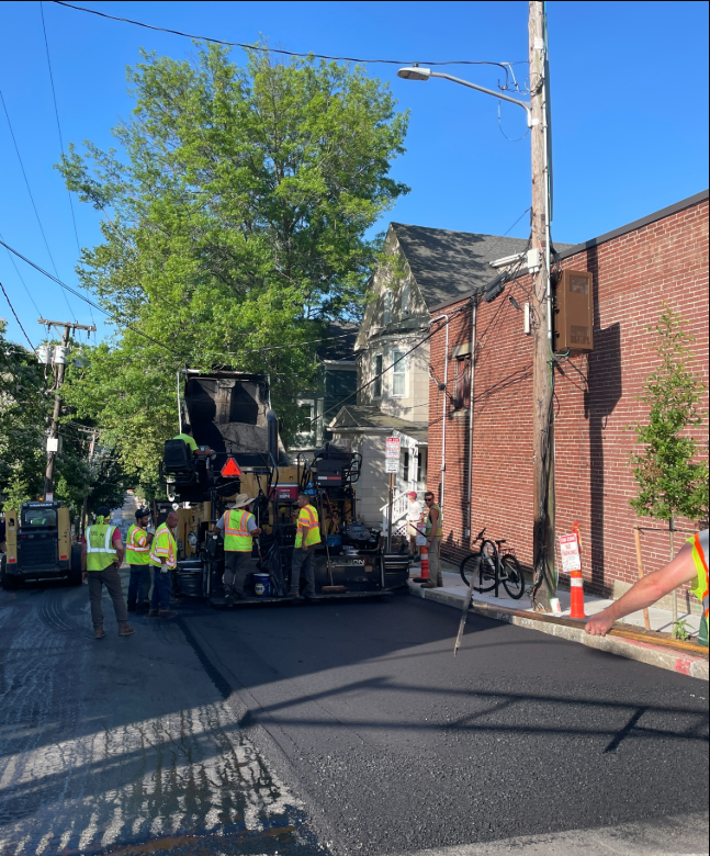 School is out for Summer, which makes it much easier to final pave School and Summer Street today.