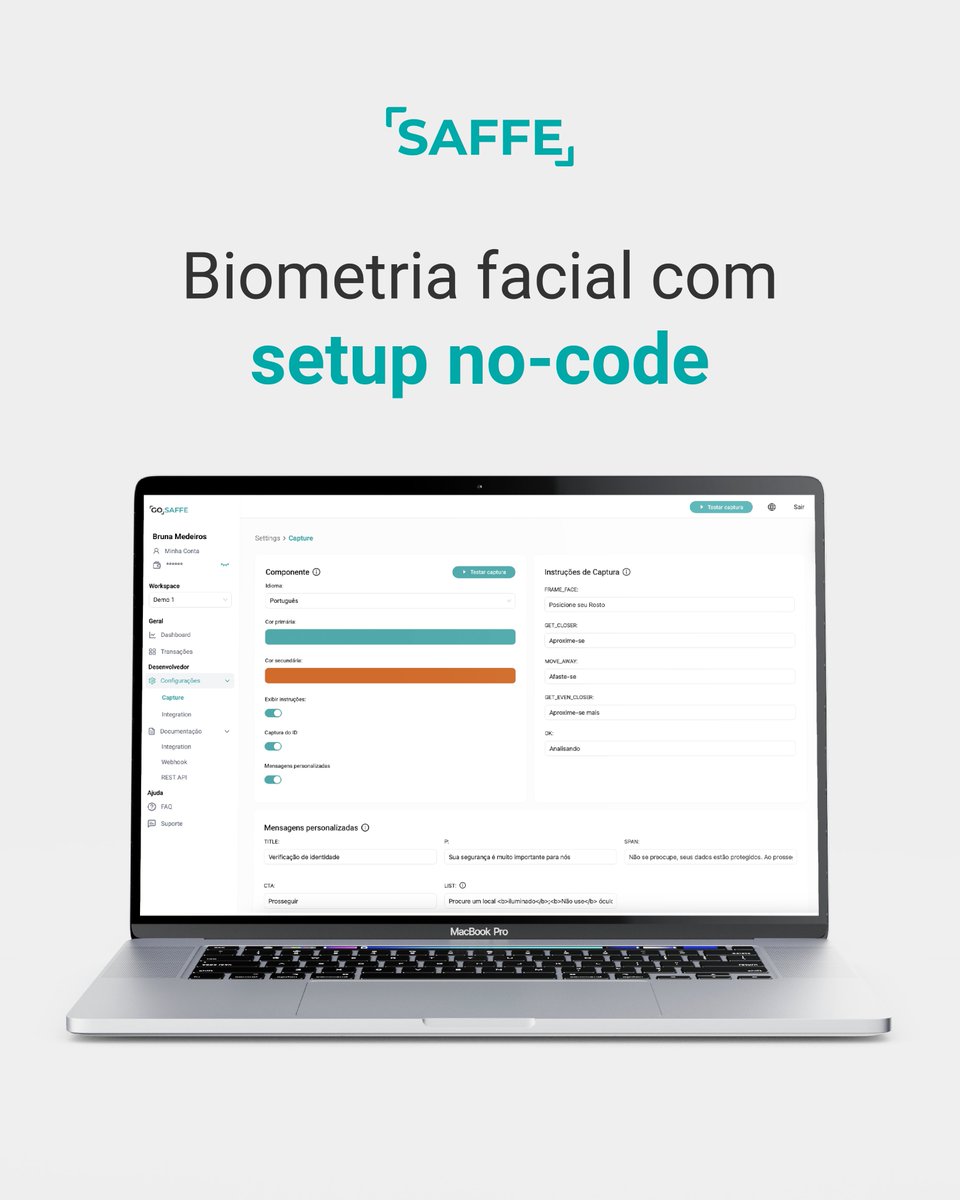 Com o Go Saffe você pode facilmente personalizar cores, mensagens e outros aspectos da interface de captura com apenas alguns cliques em nosso console.

Inscreva-se em go.saffe.ai e ganhe R$50 de crédito para começar.