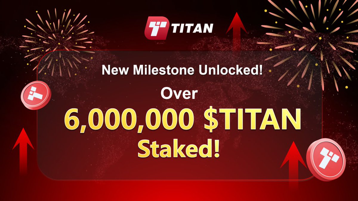 🔥 $Titan Staking is on fire! 🔥

Since launching the second staking option
Over 6 MILLION Titan have already been staked! 🚀💎

How long until we hit 10 MILLION? 👀
Stay tuned — the momentum is unstoppable! ⚡️💰