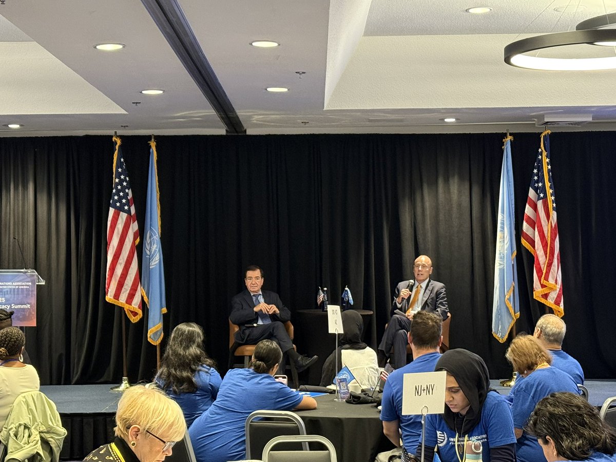 🌞 Welcome to Day 2 of the #AdvocacySummit!

We’re kicking off with a fireside chat on the U.S.–UN relationship featuring Rep. Ed Royce &amp; Peter Yeo—then heading to Capitol Hill 🏛 to meet with lawmakers and advocate for a stronger U.S. role in the world.
#USAforUN