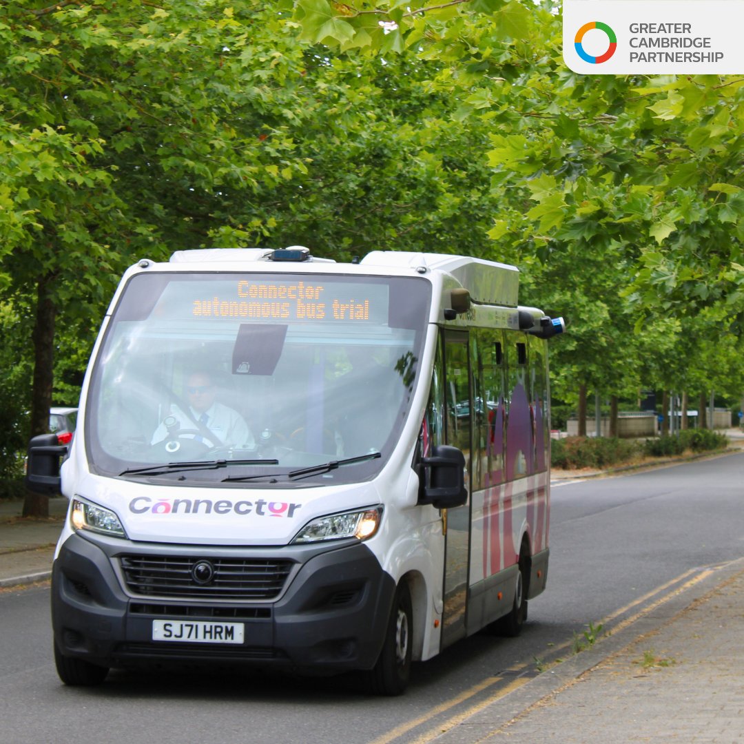 🚦 The #Connector self-driving shuttle is now welcoming passengers in Cambridge West.

We’re shaping the future of transport in Greater Cambridge. Look out for the QR code on the bus to fill out our survey.