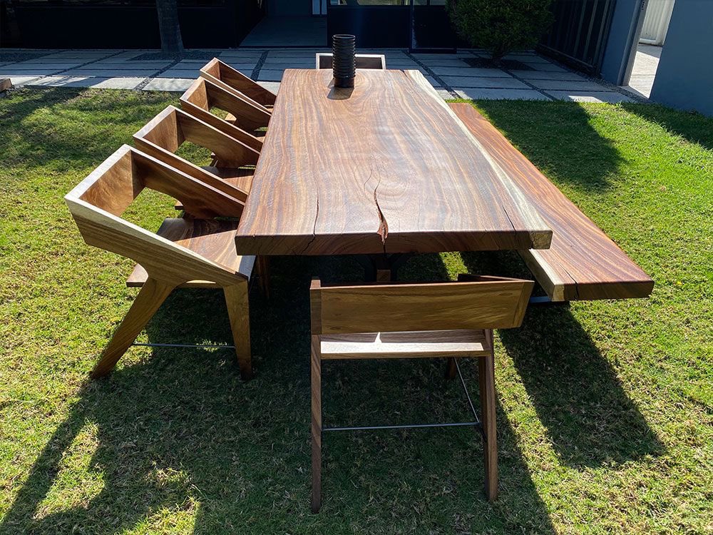 Outdoor furniture 
Mugavu wood with a fine mate finish 
🥰🥰