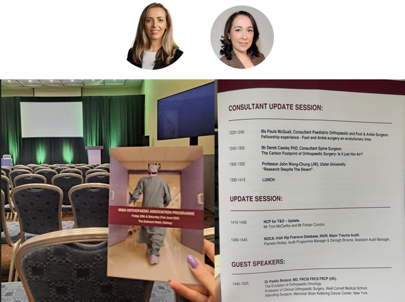📍 This weekend at the Irish Orthopaedic Association Annual Meeting 2025 in Galway, NOCA was proudly represented by Pamela Hickey, Audit Programme Manager, and Daragh Browne, Assistant Audit Manager.

Together, they presented insights from the Irish Hip Fracture Database (IHFD),