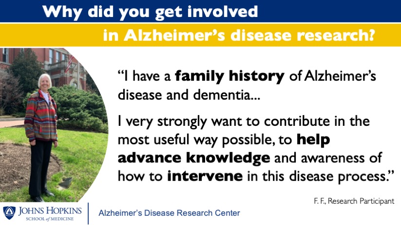 Participant spotlight: Why did you get involved in Alzheimer’s research? #JHMemoryResearch
alzresearch.org/participate-in…