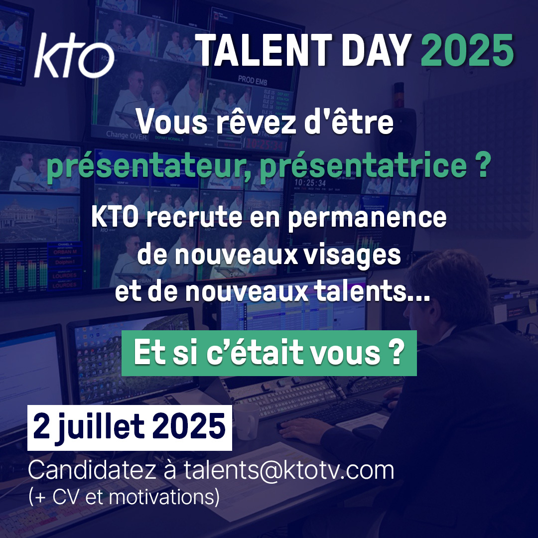 KTOTV (@ktotv) on Twitter photo ‼️ KTO ouvre son plateau et ses portes pour un #TalentDay !
#Recrutement de #talents de présentation TV : Venez proposer vos #compétences le mercredi 2 juillet !
👉 Inscription avant le 30/06 à 12h sur talents@ktotv.com ‼️ KTO ouvre son plateau et ses portes pour un #TalentDay !
#Recrutement de #talents de présentation TV : Venez proposer vos #compétences le mercredi 2 juillet !
👉 Inscription avant le 30/06 à 12h sur talents@ktotv.com