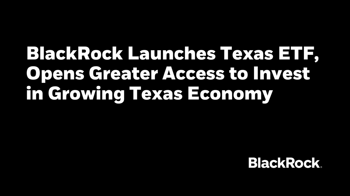 Today, BlackRock launched the <a href="/iShares/">iShares</a> Texas Equity ETF (TEXN), opening greater access to invest in the strength and diversity of the Texas economy through the efficiency and convenience of an exchange-traded fund. Learn more about TEXN here: 1blk.co/441o50Q
