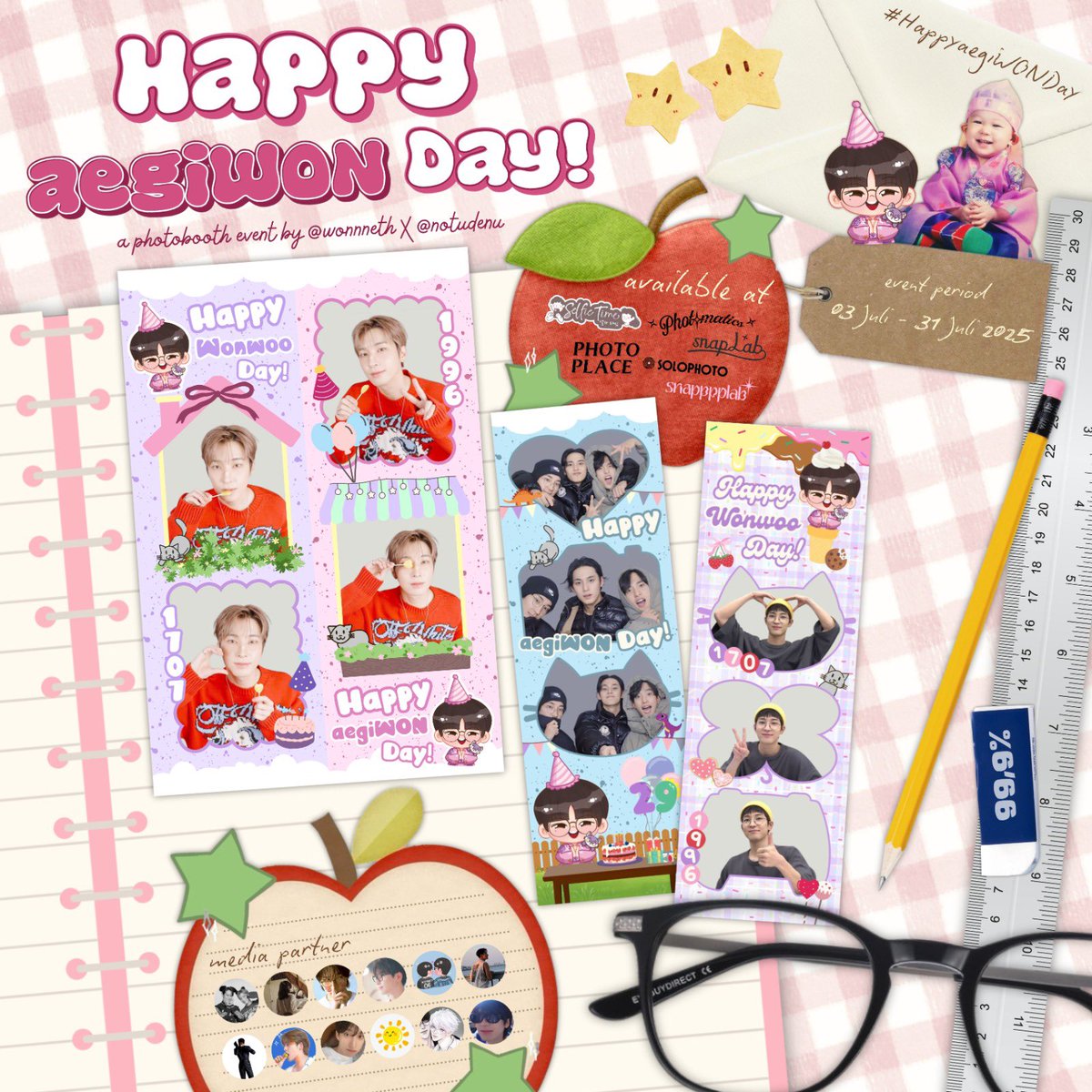 ⋆˚✿˖° 𝑯𝒂𝒑𝒑𝒚 𝒂𝒆𝒈𝒊𝑾𝑶𝑵 𝑫𝒂𝒚 ⋆˚✿˖°

Wonwoo birthday photobooth frame event by <a href="/wonnneth/">𐙚 netha</a> x <a href="/notudenu/">decaacaa @mt after dm!</a>

📆 : 03 - 31 July 2025
📍 : Details on thread

Let's celebrate (Baby) Wonwoo's 29th birthday together! 🐈‍⬛💜

Don’t forget to tag us and use #HappyaegiWONDay