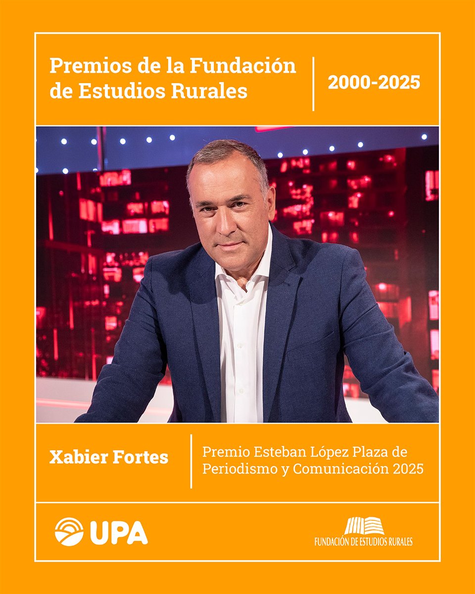 UPA (@upa_federal) on Twitter photo Empezamos a desvelar los Premios de nuestra Fundación de Estudios Rurales 2025 🏆
El Premio Esteban López Plaza de Periodismo y Comunicación es para <a href="/xabierfortes/">Xabier Fortes</a>
upa.es/upa/noticias-u…
#PremiosFER2025 Empezamos a desvelar los Premios de nuestra Fundación de Estudios Rurales 2025 🏆
El Premio Esteban López Plaza de Periodismo y Comunicación es para <a href="/xabierfortes/">Xabier Fortes</a>
upa.es/upa/noticias-u…
#PremiosFER2025