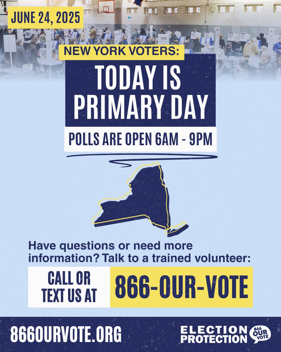 It’s #ElectionDay! 🗳️ Voters in Alabama, California, Colorado, Florida, New Hampshire, and New York can make their voices heard today in state and local elections in some areas. ✨ Find out if you have an election today by calling or texting us at 866-OUR-VOTE (866-687-8683).