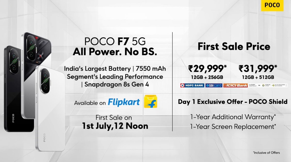 #POCOF7 goes live on sale on 1st July 12 noon on <a href="/Flipkart/">Flipkart</a>. Have tried our best to provide real power at an affordable price. 

Would love to hear feedback on the product after the first sale. Do check out Poco Shield protection we are providing for only the first sale day. See