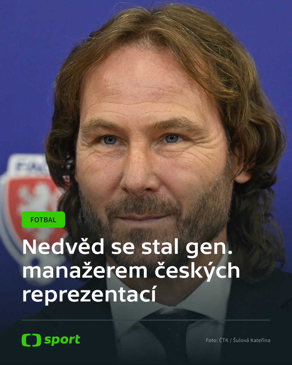Držitel Zlatého míče z roku 2003 Pavel Nedvěd se podle očekávání stal novým GM českých fotbalových reprezentací. ⚽️ Dvaapadesátiletý bývalý kapitán národního týmu ©️ ponese přímou zodpovědnost za A-mužstvo a výběr do 21 let. ☝️

Více 👉 sport.ceskatelevize.cz/clanek/fotbal/…