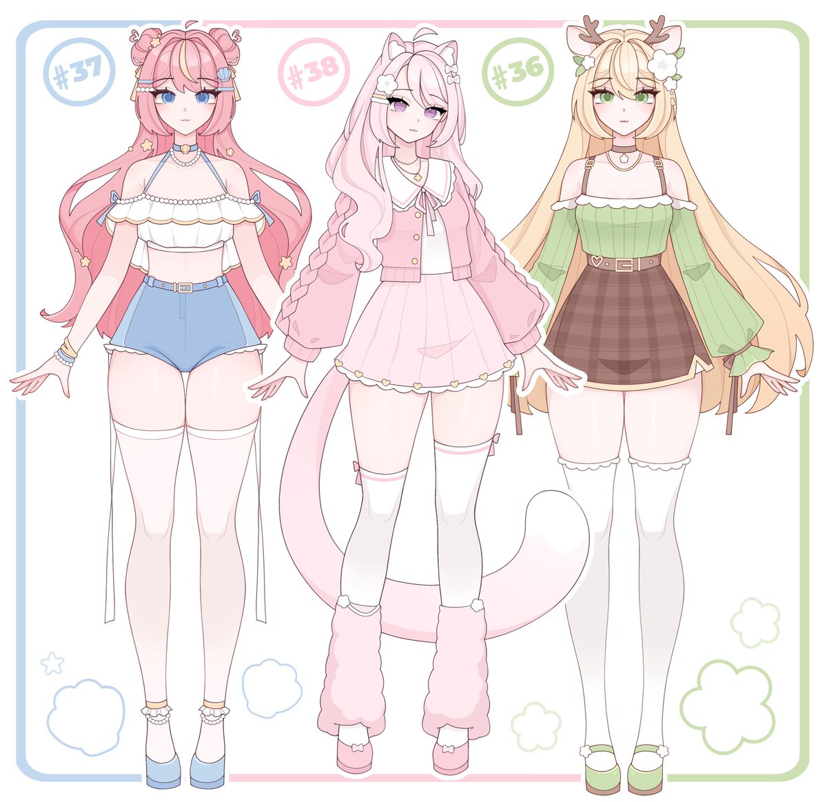Open adopts!❤️
all three available in my profile ~ 
‼️Sb $20

♡ + ⟳ are appreciated! (｡ゝω・｡)