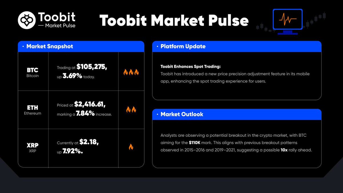 📢 Weekly Pulse Check ADA DI SINI!

Pasar ramai, grafik bergerak, dan suasananya? 📈 Optimis.
Toobit mengikuti iramanya — bagaimana dengan Anda?

Tetap waspada, teruslah berdagang.