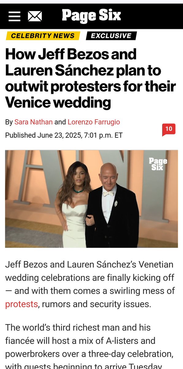 Lorenzo Farrugio (@ghinodatacco) on Twitter photo The Marriage of the Sea
On <a href="/PageSix/">Page Six</a> Today, for the <a href="/nypost/">New York Post</a>
#bezoswedding #Bezos #LaurenSanchez #koru #venice #Amazonギフトカード <a href="/comunevenezia/">Comune di Venezia</a> The Marriage of the Sea
On <a href="/PageSix/">Page Six</a> Today, for the <a href="/nypost/">New York Post</a>
#bezoswedding #Bezos #LaurenSanchez #koru #venice #Amazonギフトカード <a href="/comunevenezia/">Comune di Venezia</a>