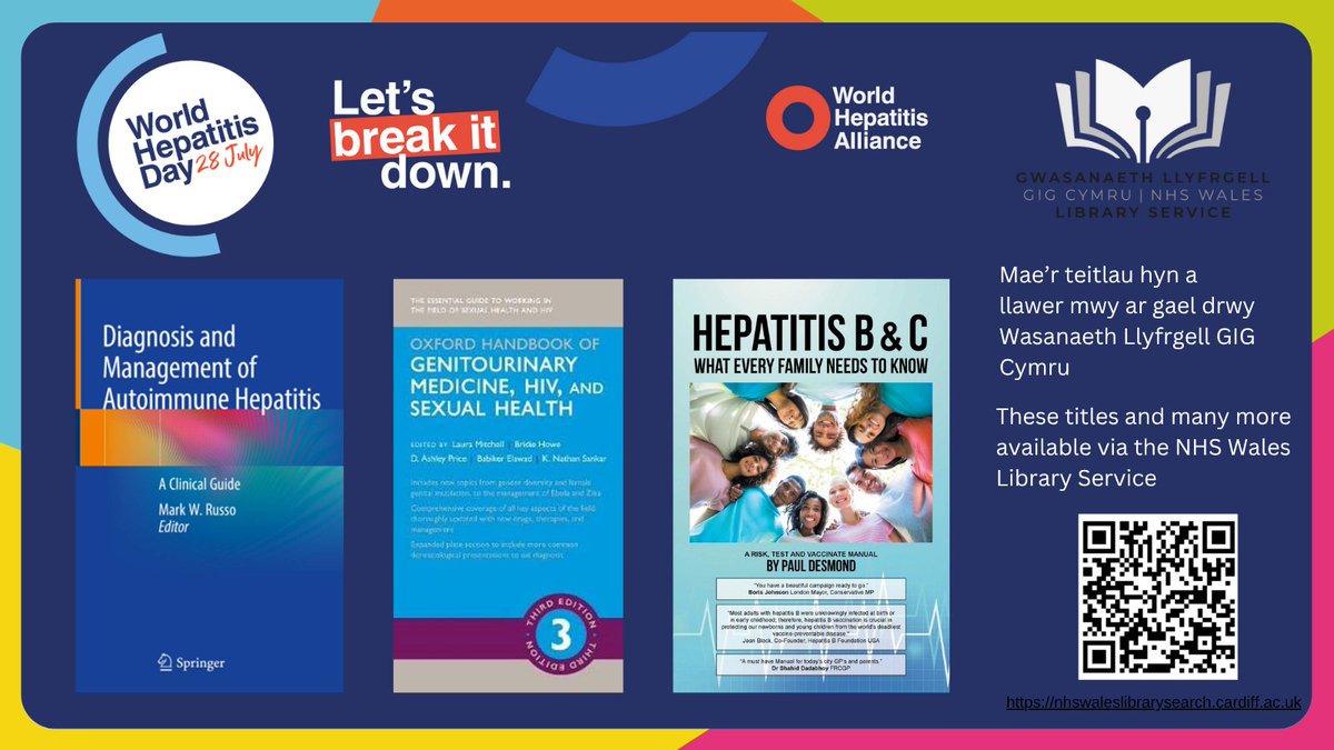 Today is #WorldHepatitisDay - #NHSWales staff can find resources on diagnosis and management of Hepatitis cases in our catalogue: nhswaleslibrarysearch.cardiff.ac.uk - sign in with your NHS Wales email and NADEX password.