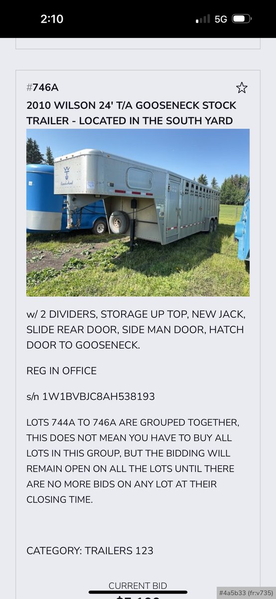 Anyone looking for a good used stock trailer. Check out Allen Olson auctions in Rimbey. Closes out at 5pm today!!!