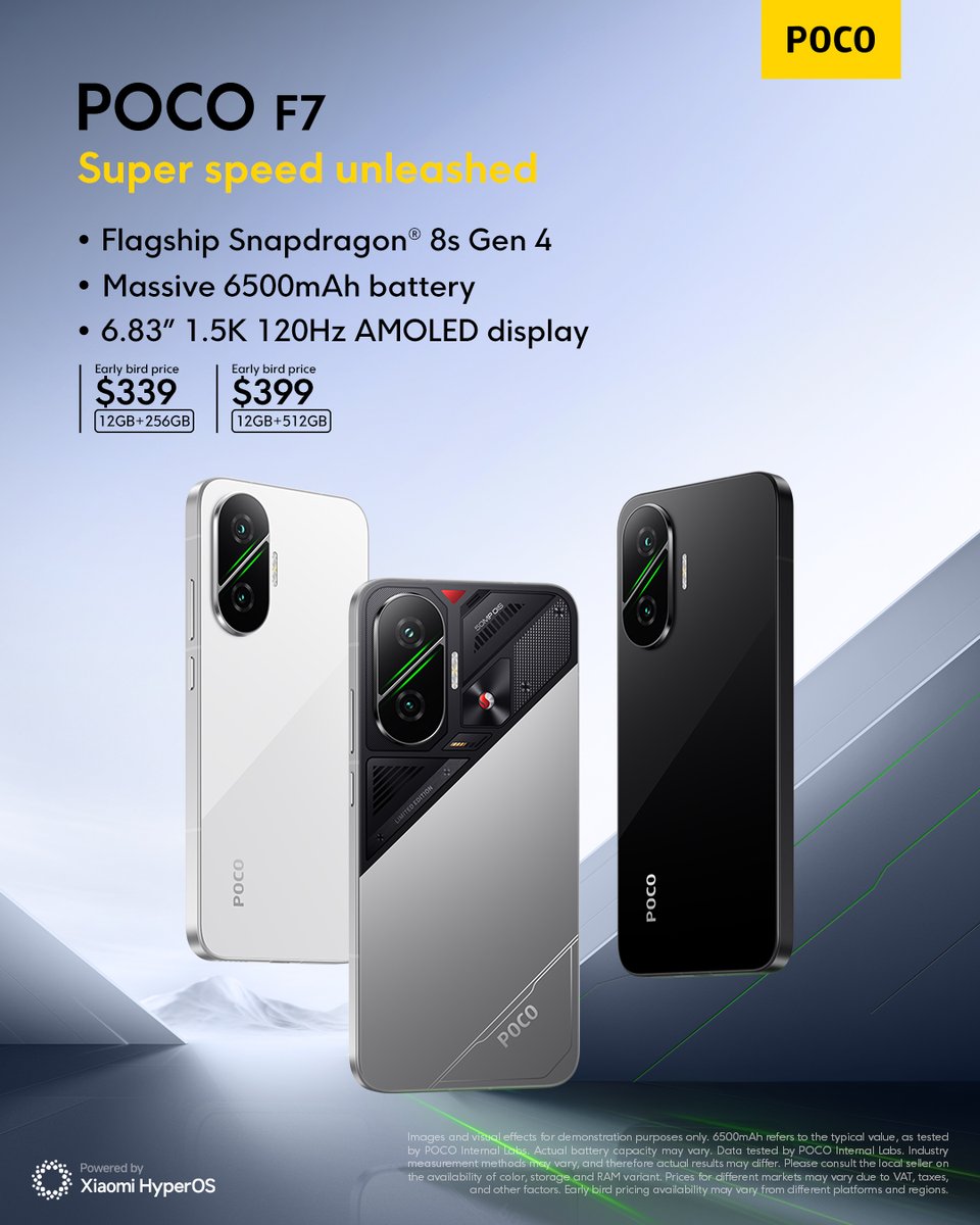 POCOGlobal's tweet image. 🔥 Meet the #POCOF7 – Where Power Meets Perfection!
Get yours now at an exclusive price from just $339!
 #POCOF7 #SuperSpeedUnleashed