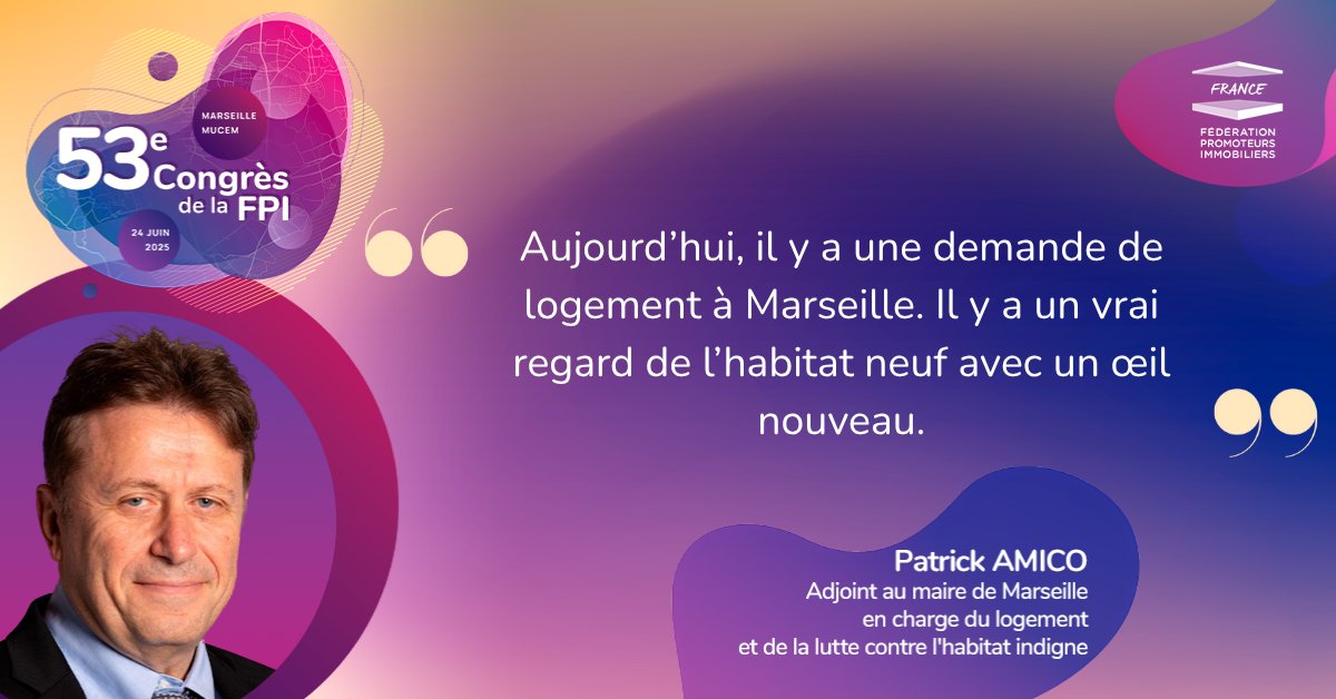 La question du logement neuf incarne un réel enjeu. 
#CongrèsFPI2025 <a href="/patrick_amico/">Patrick Amico</a>