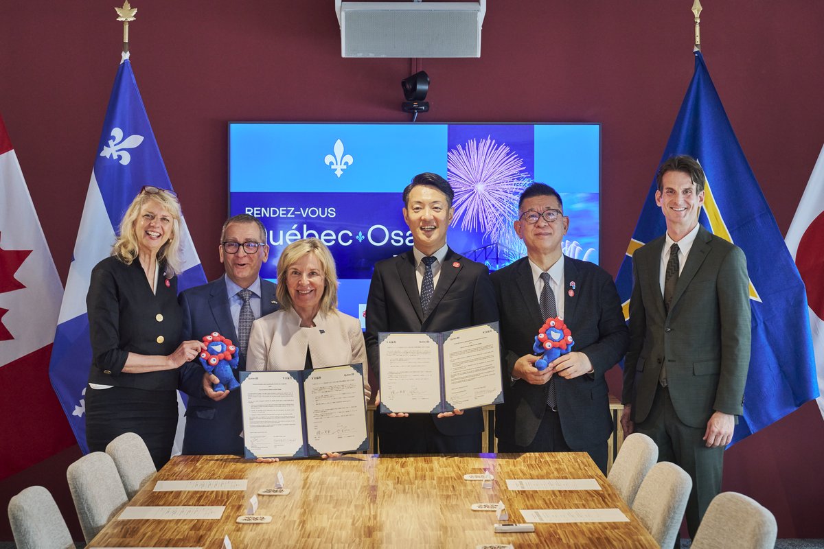 Au #PavillonduCanada, la ministre québécoise <a href="/M_Biron/">Martine Biron</a> et le maire d'Osaka, M. YOKOYAMA Hideyuki,  ont signé le premier protocole d'entente entre Osaka et le Canada, renforçant ainsi les liens en matière d'innovation et de collaboration mondiale. 
<a href="/expo2025_japan/">Expo2025 大阪・関西万博</a>