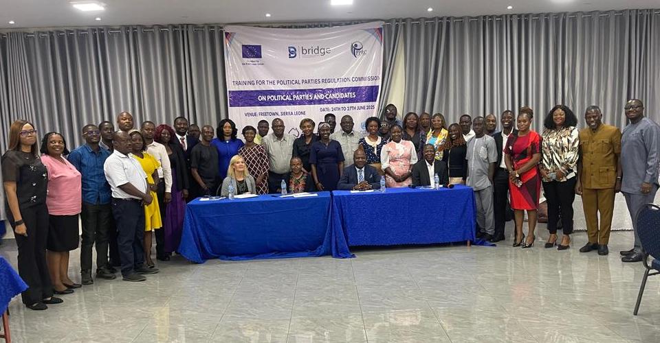 PPRC_SL's tweet image. With funds from @europeanunion through @Int_IDEA
, thirty-two Staff of @PPRCSL today Tuesday 24th June 2025 commenced a four day Building Resources in Democracy Governance and Elections(BRIDGE) training at the New Brookfield&apos;s Hotel in Freetown.