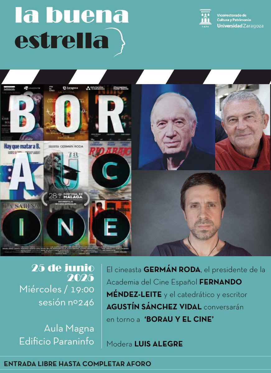 Estación Cinema (@estacioncinema) on Twitter photo La Buena Estrella', sesión 246. Germán Roda, Fernando Méndez-Leite y Agustín Sánchez Vidal presentan "Borau y el cine"
👉acortar.link/E4AUe8👈
<a href="/Academiadecine/">Academia de Cine</a> <a href="/germanroda/">Germán Roda</a> <a href="/aragontv/">Aragón TV</a> <a href="/zaragoza_es/">AyuntamientoZaragoza</a> <a href="/AragonFilmCom/">AragónFilmCommission</a> <a href="/FilmZaragoza/">Zaragoza Film Office</a>
<a href="/DPZaragoza/">Diputación de Zaragoza</a> <a href="/GobAragon/">Gobierno de Aragón</a>
#borauyelcine #luisalegre La Buena Estrella', sesión 246. Germán Roda, Fernando Méndez-Leite y Agustín Sánchez Vidal presentan "Borau y el cine"
👉acortar.link/E4AUe8👈
<a href="/Academiadecine/">Academia de Cine</a> <a href="/germanroda/">Germán Roda</a> <a href="/aragontv/">Aragón TV</a> <a href="/zaragoza_es/">AyuntamientoZaragoza</a> <a href="/AragonFilmCom/">AragónFilmCommission</a> <a href="/FilmZaragoza/">Zaragoza Film Office</a>
<a href="/DPZaragoza/">Diputación de Zaragoza</a> <a href="/GobAragon/">Gobierno de Aragón</a>
#borauyelcine #luisalegre