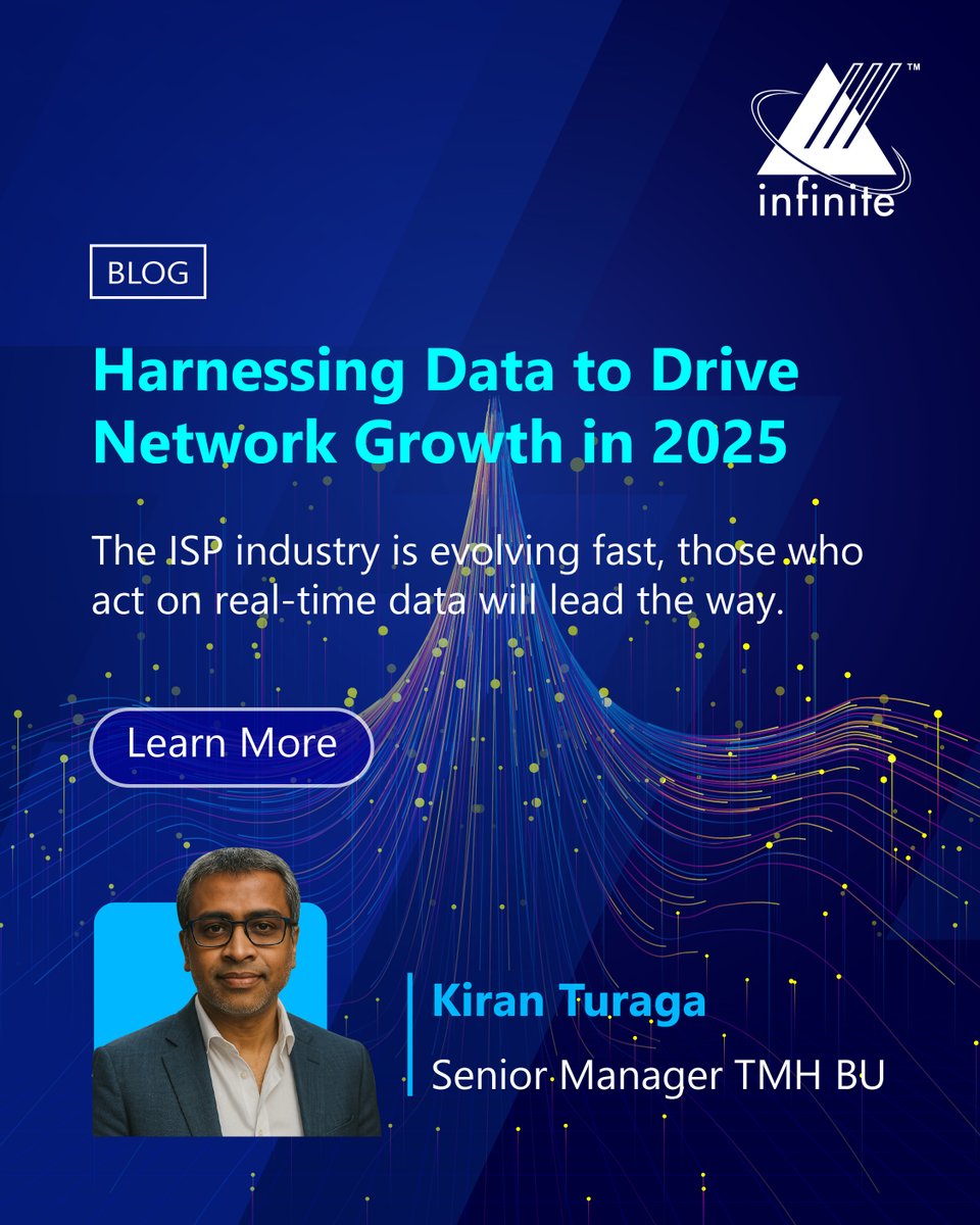 InfiniteOFCL's tweet image. From fiber to 5G FWA, the broadband landscape is more competitive than ever. Read our latest blog authored by Kiran Turaga.  
lnkd.in/dcwC2faP
#InfinitePossibilities #TelecomTransformation #ISPAnalytics #NetworkPerformance #5G #BroadbandFuture