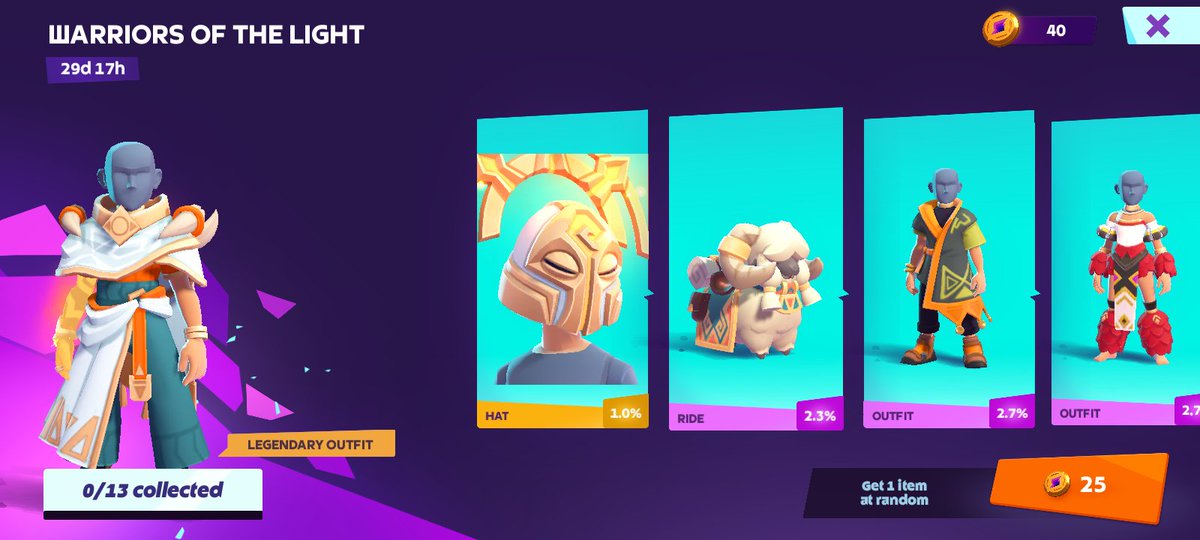 New Merch Drop - WARRIORS OF THE LIGHT

Legendary Outfit for collecting all Cosmetics!