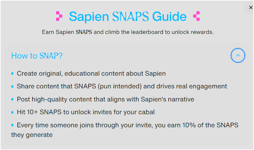 Goodbye Spark, Hello Future! 🚀

With the Spark SNAPS campaign officially concluded, it's time to shift our energy to the next big wave on <a href="/cookiedotfun/">Cookie DAO 🍪</a>! My focus is now 100% on the Sapien SNAPS campaign by <a href="/JoinSapien/">Sapien</a>.

This isn't just "doing tasks"; it's an opportunity to build