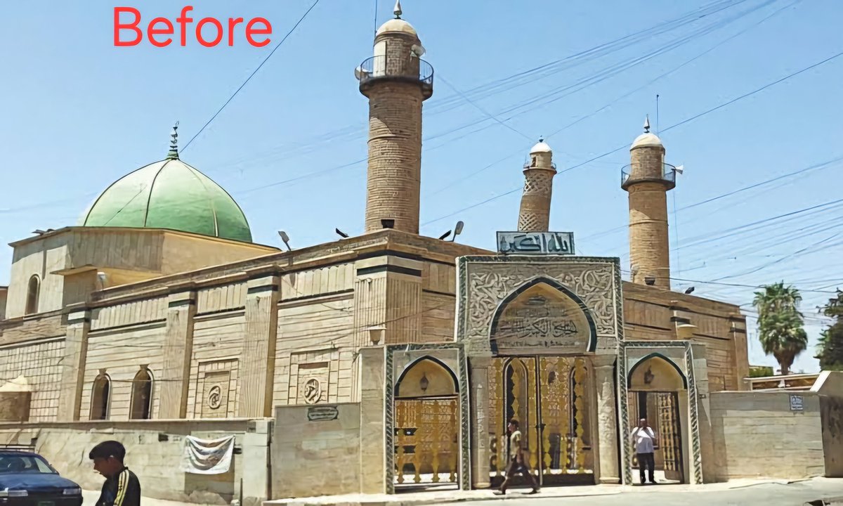 al_Samancii's tweet photo. This is what Shia/Iranian militias did to the Grand al-Nuri Masjid in Mosul, Iraq in 2017,

Built by Nur al-Din Zangi, Teacher of Salahuddin in 568AH,

So don't tell me you love Salahuddin while supporting those who spit on and curse his legacy.

So no, I dont stand with Iran. https://t.co/XAoDLmH1D4