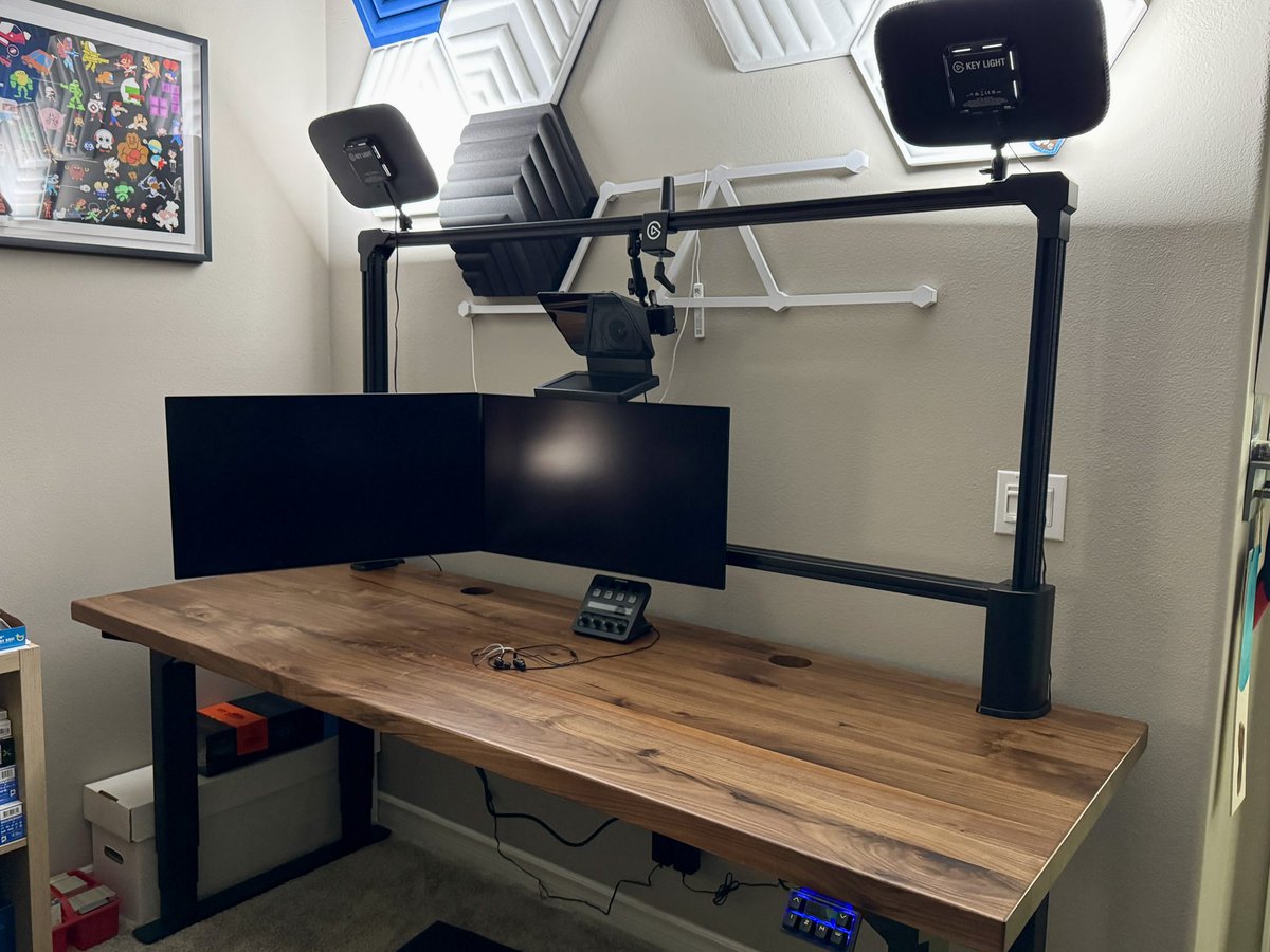 Took some time to upgrade and redo setup. 
Have to setup PC, clean up wires and set up Elgatos New ████ and new ████.

Also, need to find a new mouse mat so open to any suggestions on anything that could fit ascetically.