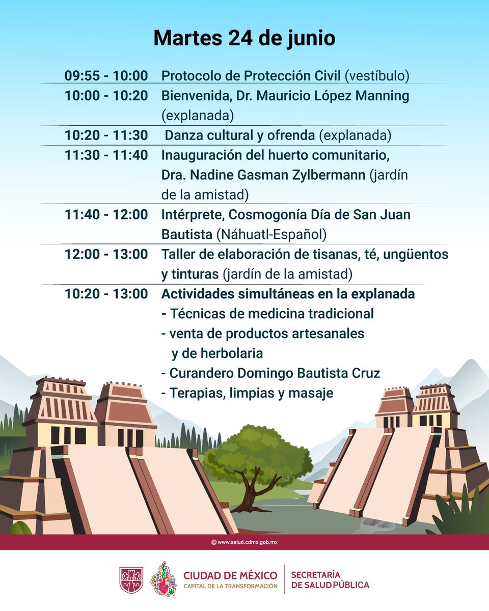 😉Esta semana vivimos una celebración única en la Torre Insignia, honrando los 700 años de la fundación de México-Tenochtitlán con actividades llenas de cultura y tradición. Esto tenemos hoy👇🏽👇🏽

🌀 Medicina tradicional 
🌀 Taller de tisana y ungüentos 🪻 
🌀 Inauguración del