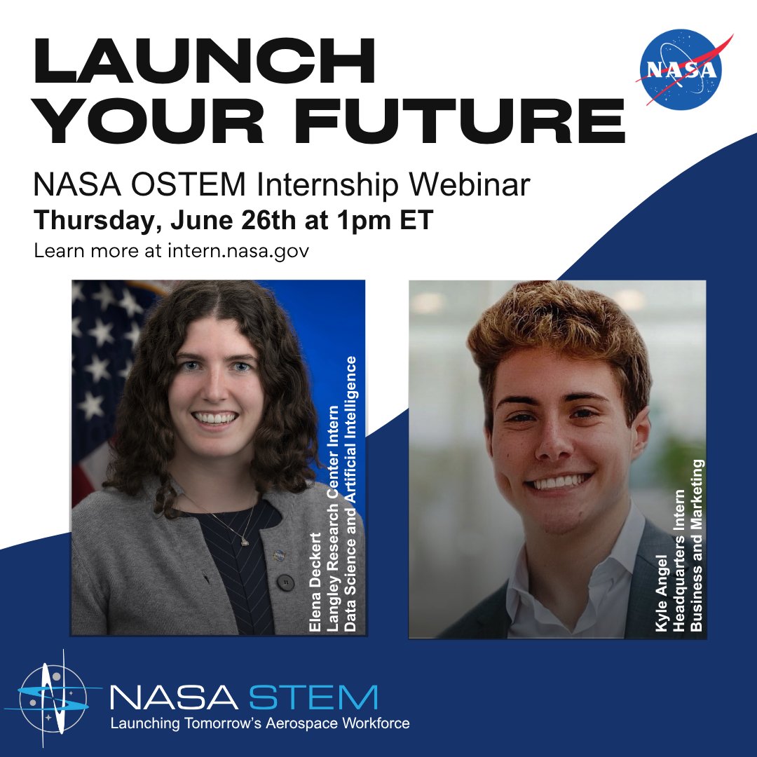 NASA STEM (@nasastem) on Twitter photo An internship with <a href="/NASA/">NASA</a> is an incredible way to launch your career! 🚀
Ready to learn more? Join us for a free webinar to hear from current NASA interns and get tips for crafting a stand-out application. 
📅 Registration closes Wednesday, June 25!
stemgateway.nasa.gov/s/course-offer… An internship with <a href="/NASA/">NASA</a> is an incredible way to launch your career! 🚀
Ready to learn more? Join us for a free webinar to hear from current NASA interns and get tips for crafting a stand-out application. 
📅 Registration closes Wednesday, June 25!
stemgateway.nasa.gov/s/course-offer…
