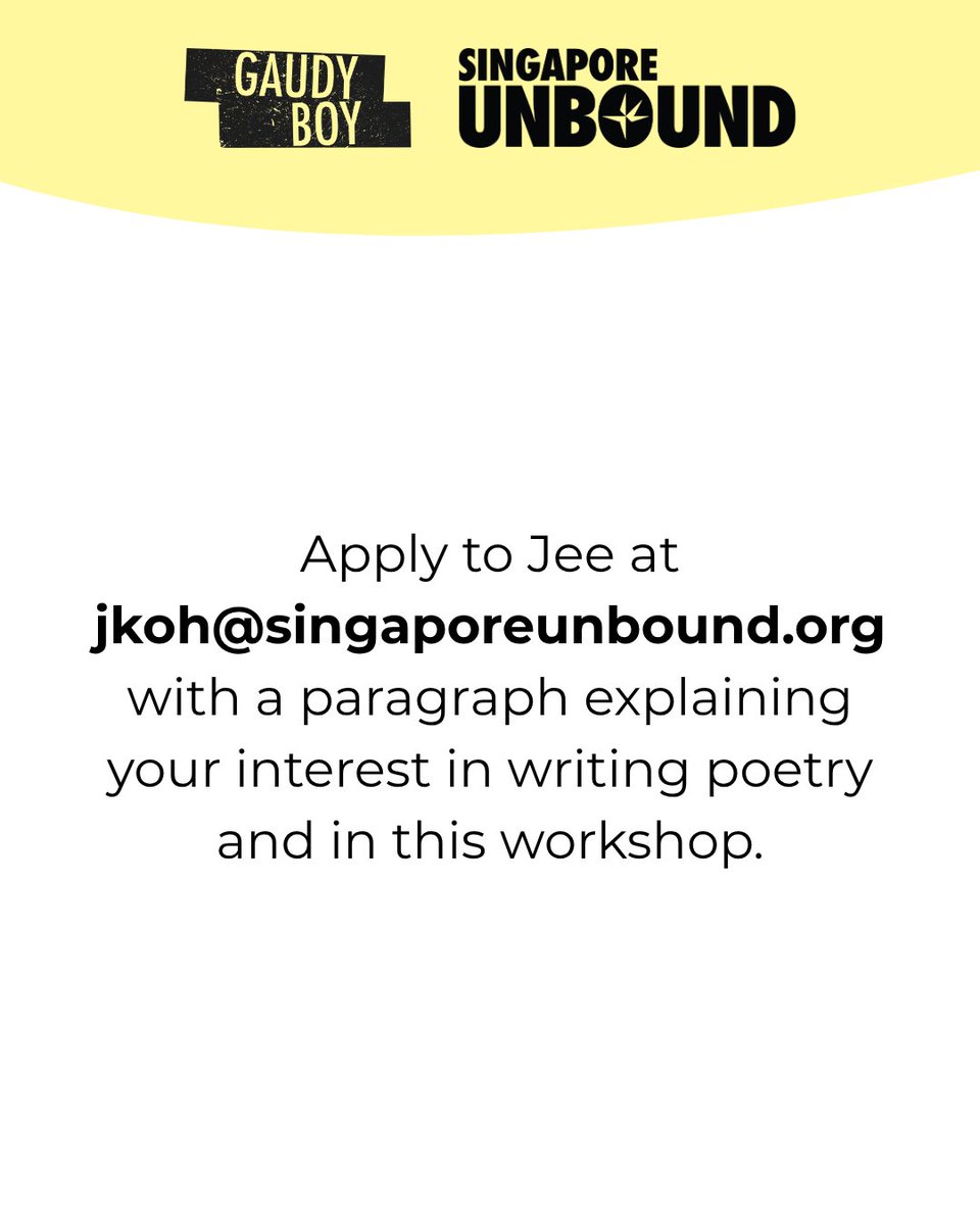 SGUnbound1's tweet image. In Singapore this July? Here&apos;s a 90-minute writing workshop with SGUnbound&apos;s founder Jee Leong Koh! Details at the link below:

singaporeunbound.org/event-list/beg…