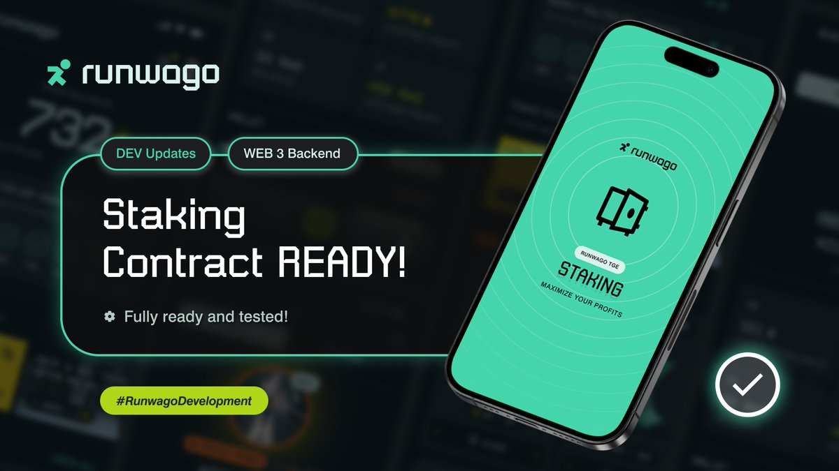 RUNWAGO: Staking Contract READY!
#RunwagoDevelopment

As part of the preparations for the upcoming TGE, the staking contract is fully ready and tested! Be sure to stake your <a href="/runwago/">Runwago</a> tokens immediately after the TGE to maximize your yield!

#Runwago #UltimateEmotions