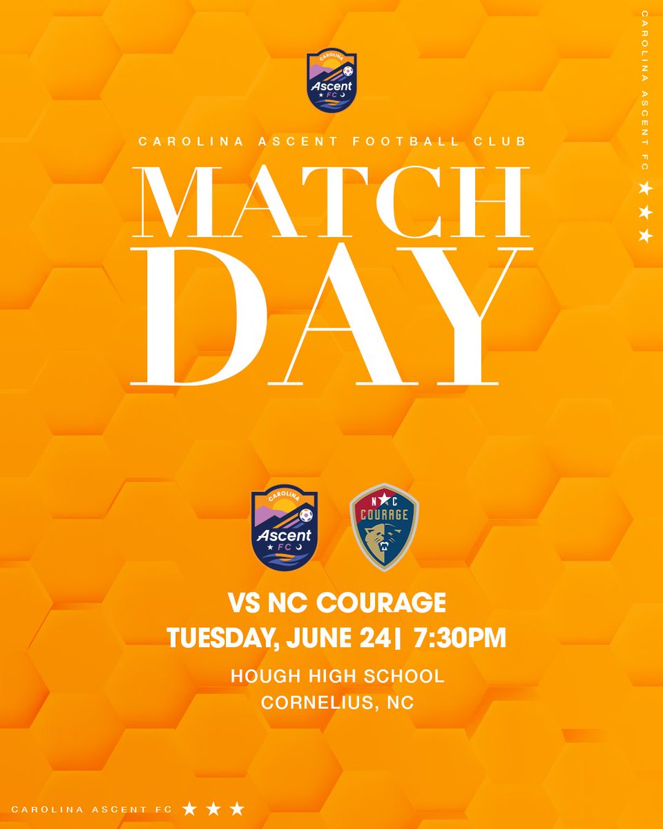 RISE AND SHINE 🌅 It’s another Match Day in the Carolinas! 

🏟 Hough High School
🆚 NC Courage
⚽️ Kickoff at 7:30PM
🎟️ Free Admission